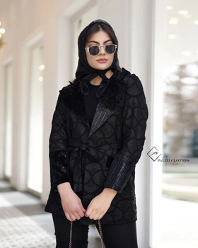 مانتو کتی مزونی ترکیبی مخمل ژاکارد