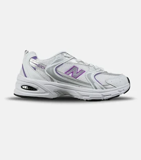 کفش کتانی زنانه و مردانه سفید طوسی بنفش NEW BALANCE 530 مدل 7669