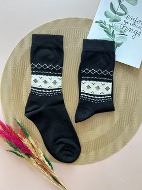 جوراب ساق بلند طرح خط و نقطه