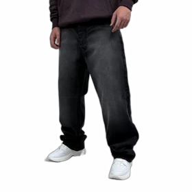 شلوار جین بگ مردانه طوسی مشکی طرح ساده