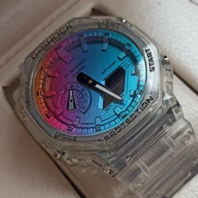 ساعت مچی جیشاک 2100 بند رابر شفاف صفحه هولوگرامی