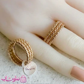انگشتر زنانه ژوپینگ مدل سه ردیفه طرحدار کد 3991