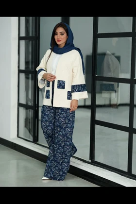 مانتو شلوار تیکه دوزی مربع