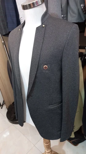 کت تک مردانه یقه حاکم طوسی تیره