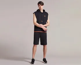 سویشرت بدون آستین روزانه M Lw Fleece Two Yarn Mesh Detailed Sleeveless Hoodie Sweatsh PC_S231029-001