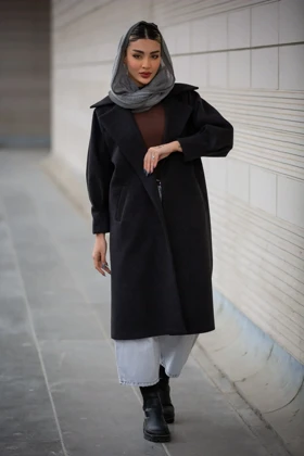 پالتو موهر بلند مچ پیله (مشکی)