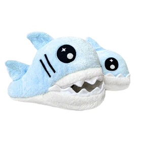 دمپایی حوله‌ای مدل اسلیپر طرح کوسه آبی یخی