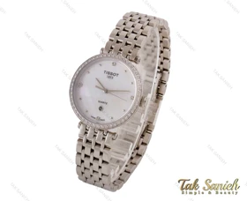 ساعت تیسوت زنانه نگین‌دار نقره ای Tissot-3853-L