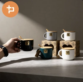 ماگ سرامیکی درب چوبی در چهار رنگ