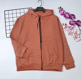 سویشرت کلاهدار داخل کرکی مدل ویانا کد 40201 (گلبهی)