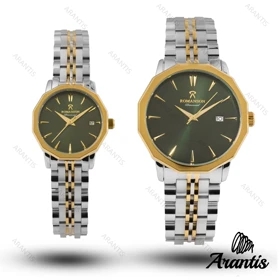 ساعت ست رومانسون طلایی سیلور صفحه سبز s-10065