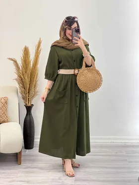 پیراهن جلو دکمه دو جیب