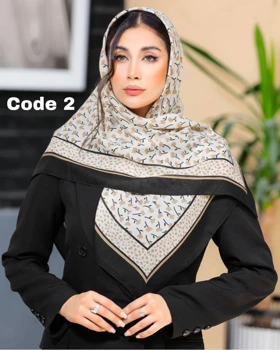 روسری نخ پنبه مشکی نسکافه ای بهاره 3635