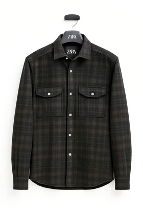 جکت پشمی چهارخانه قهوه ای سوخته گرماژ بالا کد 752