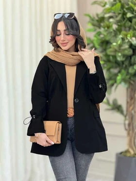 مانتو تک دکمه کمرگت دو جیب