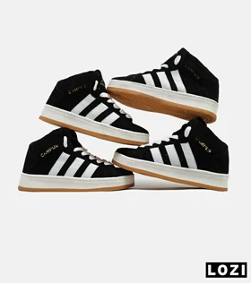 کفش کتانی نیم ساق مردانه و زنانه مشکی سفید ADIDAS Campus