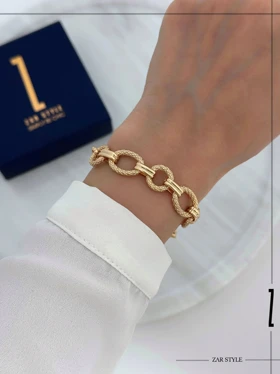 دستبند حلقه بیضی طرح برجسته