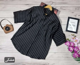 شومیز مانتویی پاگون دار راه راه کد 50221