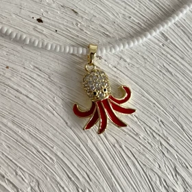 گردنبند چوکر لابستر سواروفسکی رنگ ثابت با منجوق و زنجیر (با منجوق سفید)