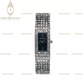 ساعت مچی الگانس فلزی تمام نگین صفحه مشکی Elegance