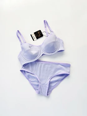 ست شورت و سوتین فنر دار نخ پنبه طرح راه راه آنیت Anit