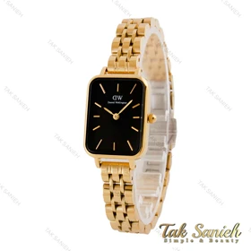 ساعت DW زنانه مستطیلی بندفلزی طلایی صفحه مشکی DW-4813-L