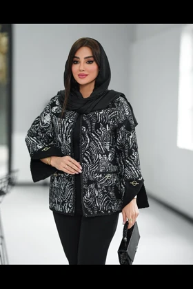 کت ژاکارد آستین برگردون