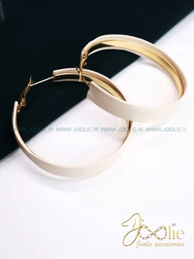 گوشواره زنانه رینگ چرم کد E1198 (سفید)