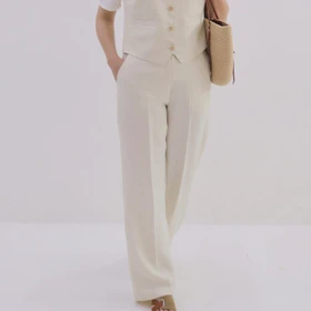 شلوار زنانه لینن کرم الیویا (Olivia) سین استایل