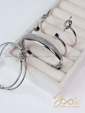 مجوعه 4 عددی بنگل-دستبند زنانه کد B2192 (سیلور)