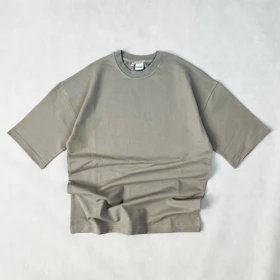 تیشرت دو نخ بیسیک رنگ خاکستری Earth Gray