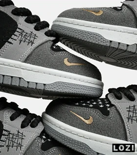 کفش کتانی مردانه و زنانه مشکی طوسی نایک NIKE jordan Vodoo