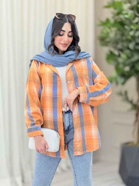 مانتو چهارخونه پشت دکمه