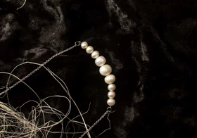 گردنبند استیل مروارید خطی