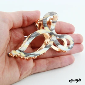 کلیپس دخترانه فلزی مدل پاپیونی آبرنگی (طوسی)