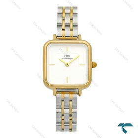 ساعت مچی زنانه دنیل ولینگتون مربعی دورنگ طلایی صفحه سفید DW-7831-L