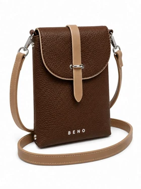 کیف دوشی/موبایل زنانه بنو مدل سامینا کد BENO 5139 (شکلاتی)