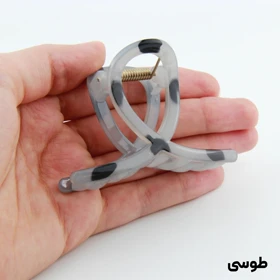 کلیپس دخترانه مدل پیچی خال‌خالی کوچک (طوسی)