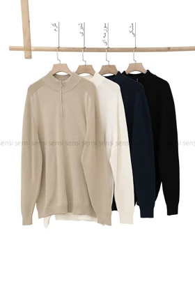 بلوز بافت یقه 5سانت نیم زیپ مردانه کد20000041