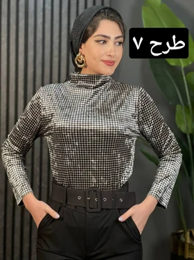 بلوز مخمل یقه شل کد 1617