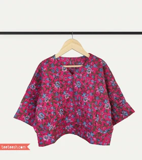 بلوز سرخابی گل‌دار