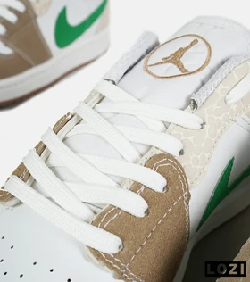 کفش کتانی مردانه و زنانه سفید کرم سبز NIKE jordan 1