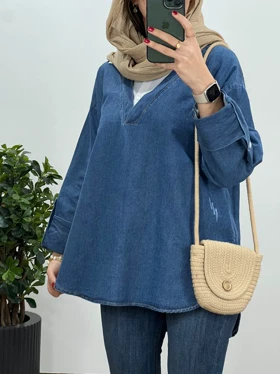 تونیک مانتویی جین یقه دار دریم 2(ایراد دار)