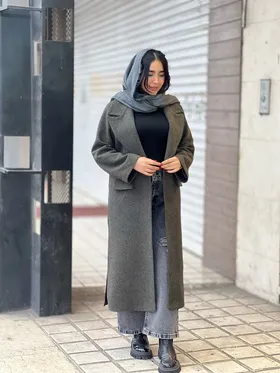 پالتو بلند بغل چاک‌دار کد 719