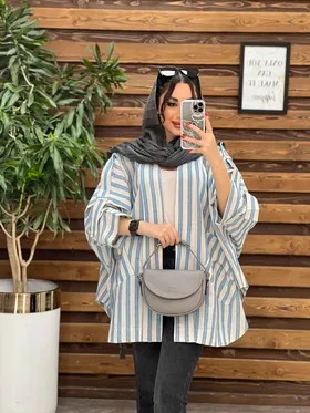 مانتو پانچ راه راه سرشونه پاگن