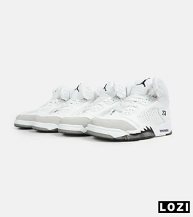 کتانی ساق‌دار زنانه و مردانه سفید Nike air jordan 5 مدل 6477
