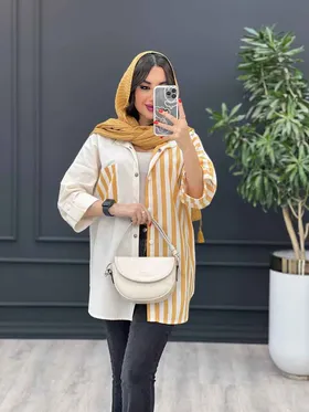 مانتو لینن راه راه ترکیبی