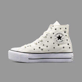 کانورس پلتفرم ستاره ای سفید ساق‌دار Converse Platform Stars White Hightop