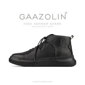 کتانی هامر شارک گازولین ساق‌دار تمام مشکی - GAAZOLIN High Hammer Shark Black/Black Color