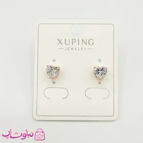 گوشواره میخی ژوپینگ قلبی سفید کوچک